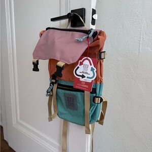 Topo Designs Kids Backpack - Pink, Orange, and Teal